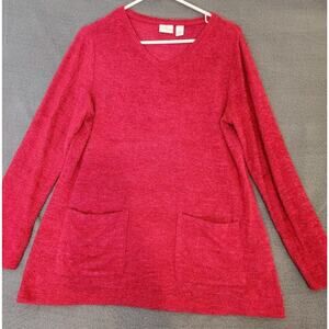 Chicos Weekends Super‎ Soft Pink Fuzzy Sweater Size M (1) Comfort Modern Pockets